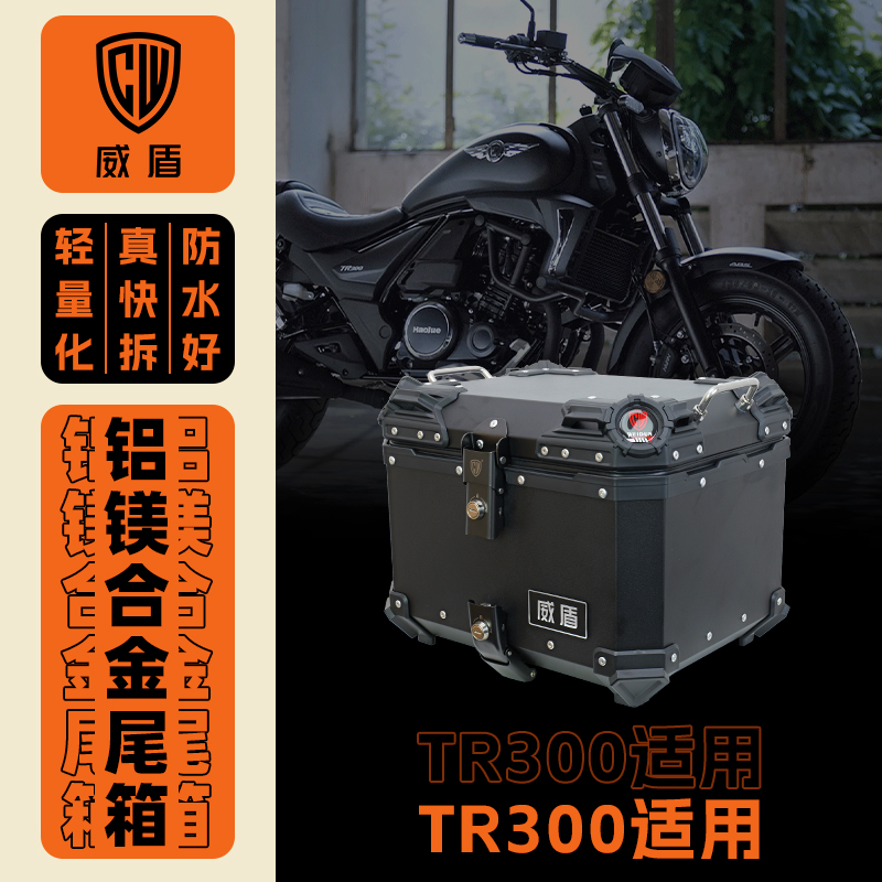 威盾铝镁合金尾箱豪TR300爵摩托车踏板车后备箱大容量储物箱铝箱