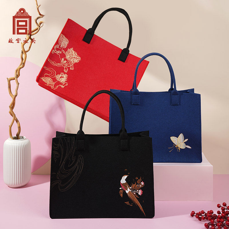 故宫文创毛毡文创包包国潮风单肩包通勤手提袋女包文具官方旗舰店