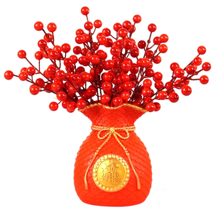 黄金麦穗干花装饰摆设大麦花束乔迁红果发财果摆件假花客厅仿真花