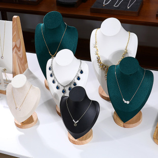 实木人像脖子项链展示架吊坠颈膜首饰架人台模特挂珠宝项链架架子