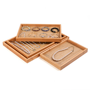 竹木陈列拍照道具首饰托盘表戒指手镯项链ins风饰品展示盘看货盘