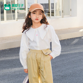 娃娃领长袖 春秋儿童春装 上衣纯棉洋气衬衣 女童衬衫 青蛙王子童装