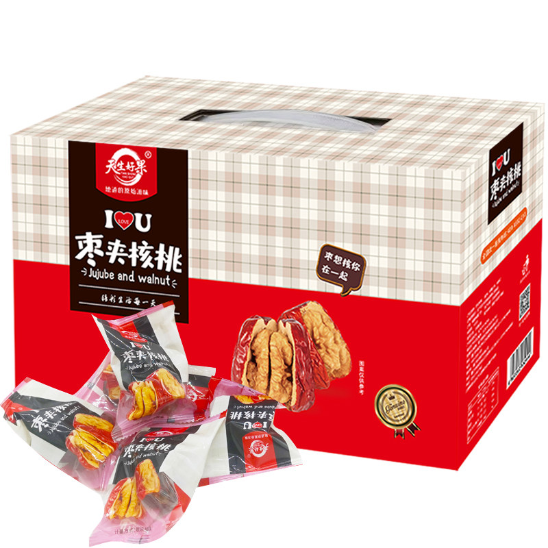 天生好果红枣夹核桃仁礼盒500g员工福利推荐送礼盒零食小吃礼包