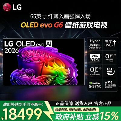 LG OLED65G6PCA 65英寸 壁纸超薄无缝贴壁 165Hz 游戏电视
