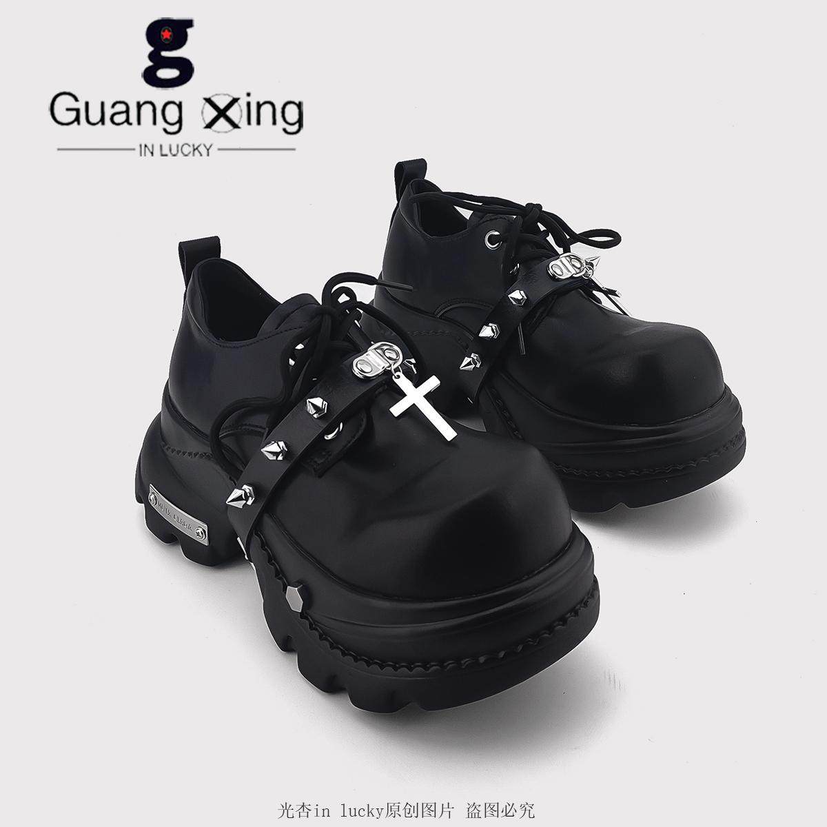 光杏原创暗黑小个子乐福鞋女2025新款秋季朋克风JK单鞋辣妹小皮鞋