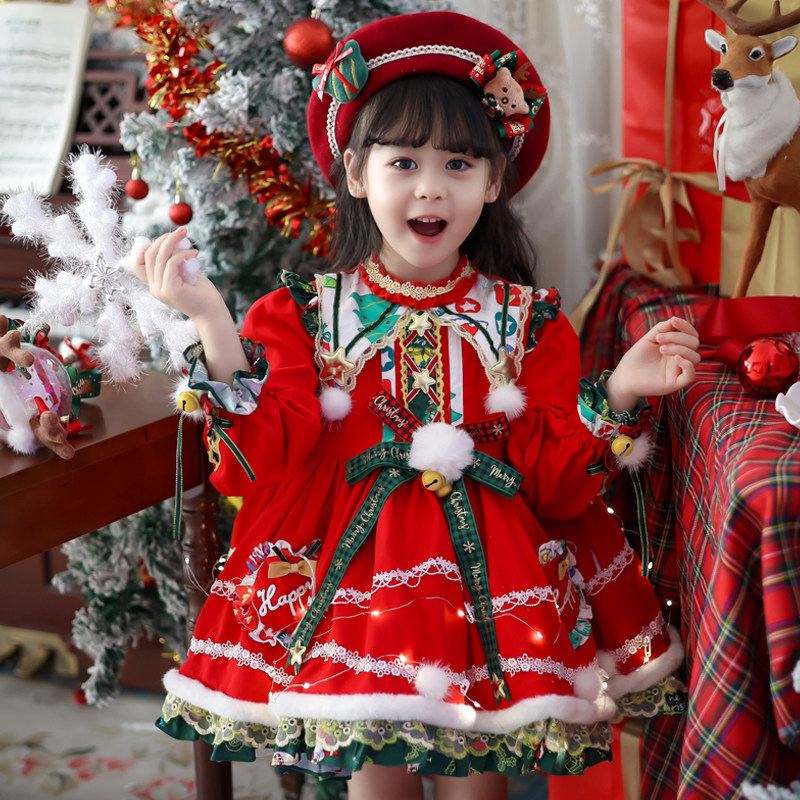 女长袖洛丽塔秋圣诞节高端连衣裙