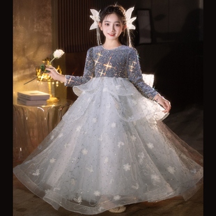 钢琴演奏礼服女童轻奢小众高端秋冬公主裙儿童小主持人走秀演出服