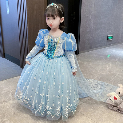 冰雪奇缘爱莎公主裙子秋冬款