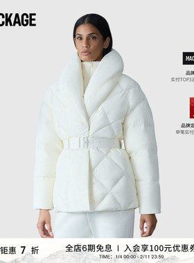 MACKAGE女士 OLIVE 围巾领收腰羽绒服夹克外套上衣 秋冬新品
