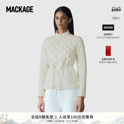 MACKAGE女士 ADITA 轻薄羽绒拼接收腰夹克外套上衣 秋冬新品