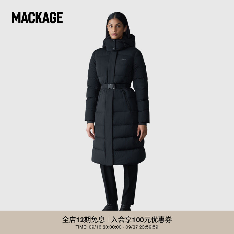 【早秋推荐】MACKAGE女士 CORALIA-CITY带帽腰带长款收腰羽绒服