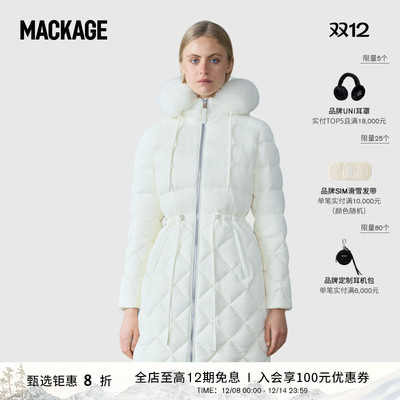 MACKAGE女士 XENA-SH 菱格绗缝连帽收腰羽绒服外套上衣 秋冬新品