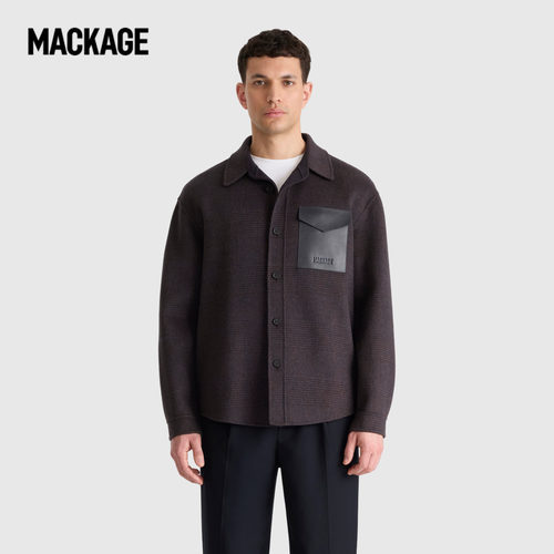 【早秋新品】MACKAGE男士 EMMANUEL-PL衬衫式双面羊毛休闲夹克