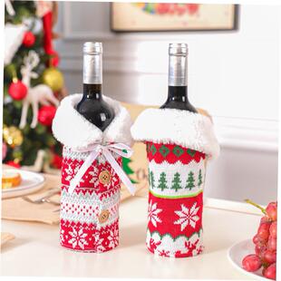 Knitted elk snowflake wine bottle sleeve christmas decoratio