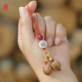 野生桃核挂件红绳手机钥匙链扣吓惊防随身护驱压宝宝儿童孕妇桃木