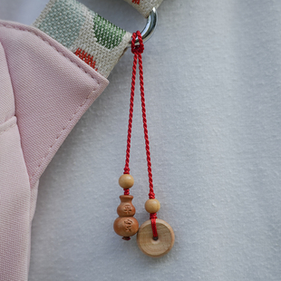 桃木挂件葫芦平安扣剑邪桃核护钥匙门随身辟包包保婴儿宝宝红绳饰