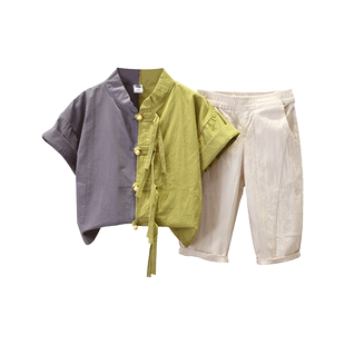 男童汉服夏季薄款儿童端午唐装短袖套装中国风男孩古装夏天民族风