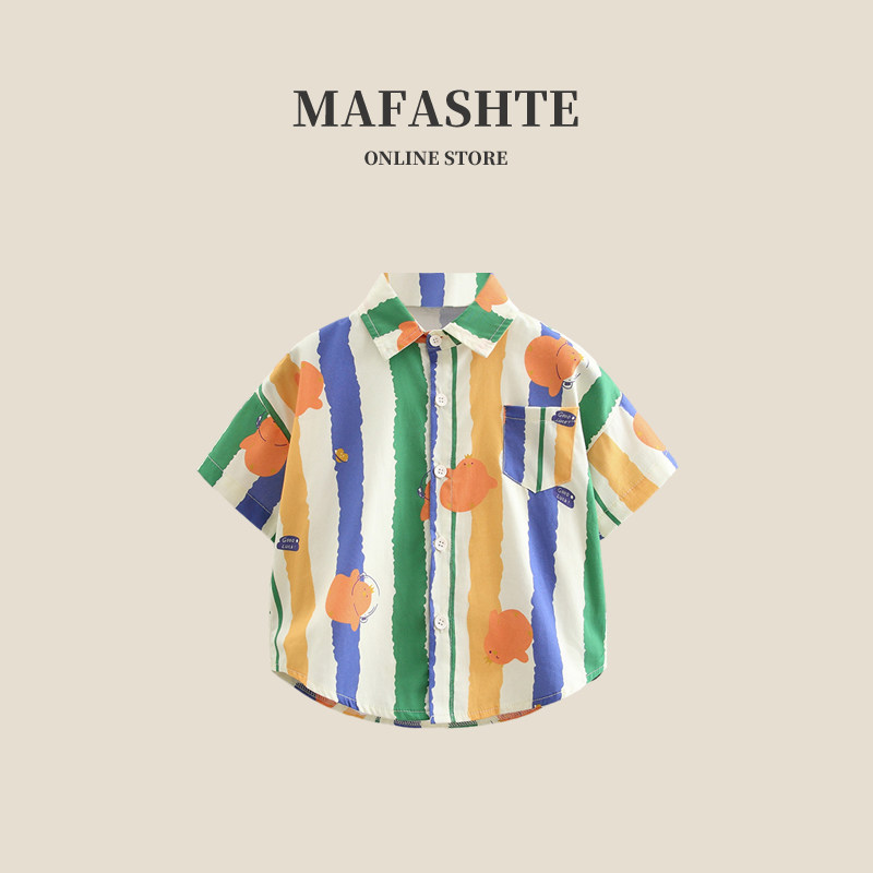 男童夏季衬衫2026新款儿童装短袖夏款痞帅气男宝宝夏季衬衫韩版潮
