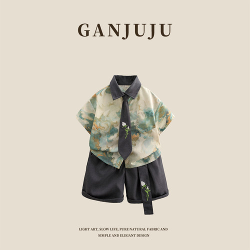 男童新中式夏季短袖短裤汉服套装