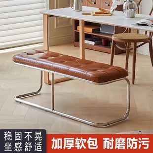 床尾凳复古卧室床边搁衣板凳置物床榻沙发换鞋凳子侘寂风长条餐椅