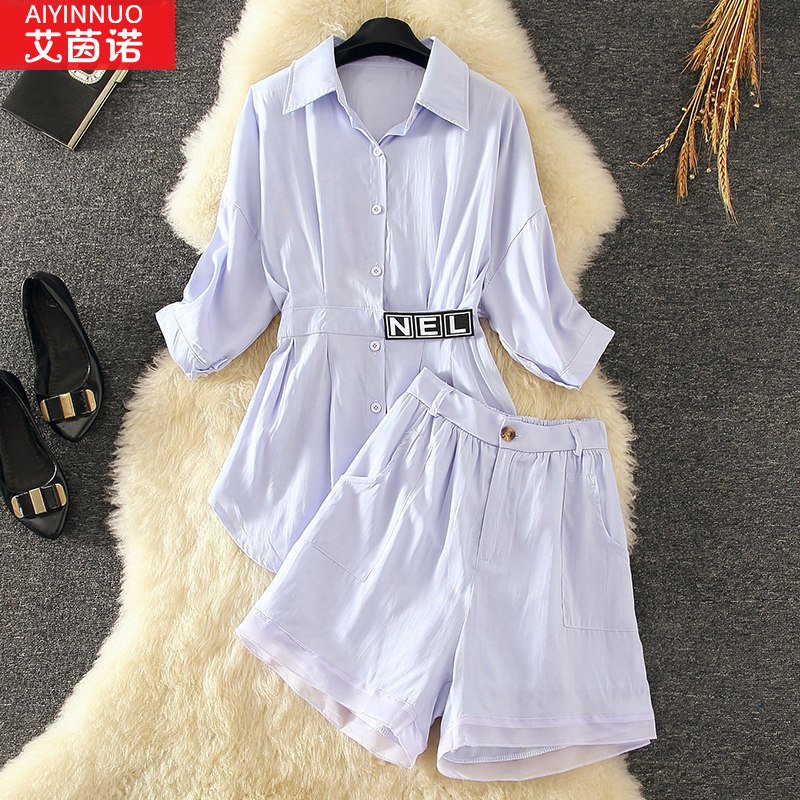 2020新款夏季气质女神范衣服女防晒衬衫女冷淡风小众阔腿短裤套装