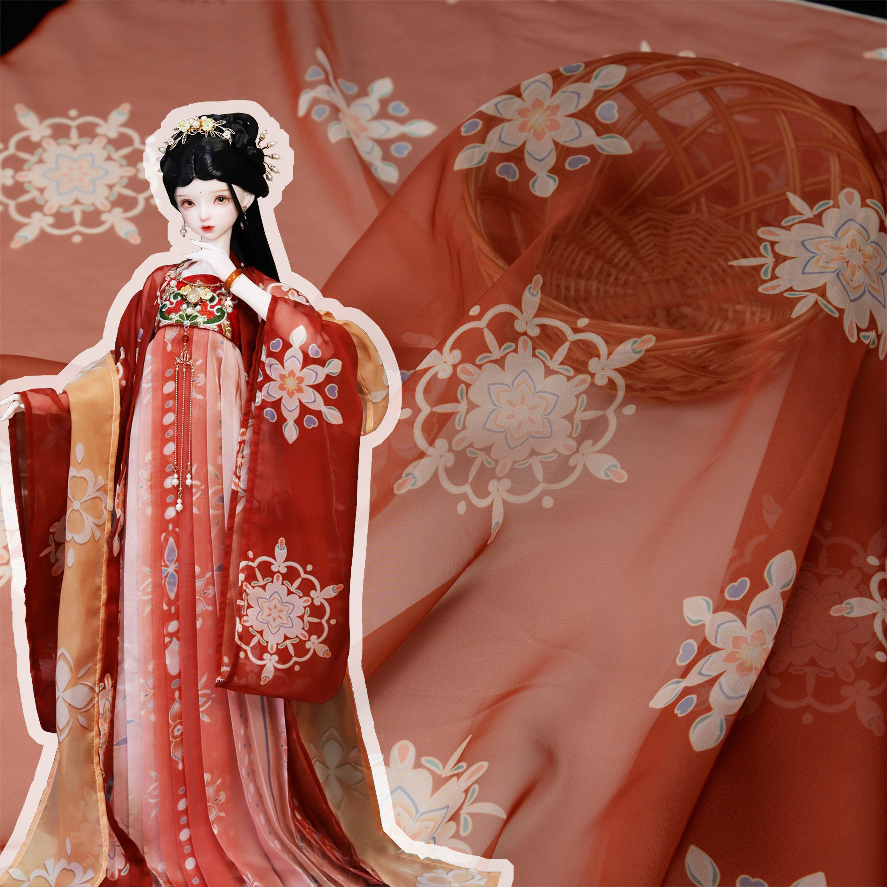 献玉 唐风团花宝相花数码印花天丝雪纺古风汉服大袖衫襦裙布面料,纺织面料/辅料/配套,汉服面料,淘宝优惠券,粉丝福利购,淘宝优惠卷