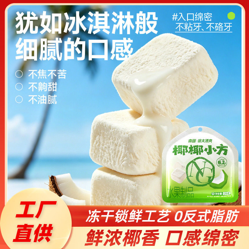 南国椰椰小方25克冻干椰奶椰子块椰香水果休闲零食海南特产三亚