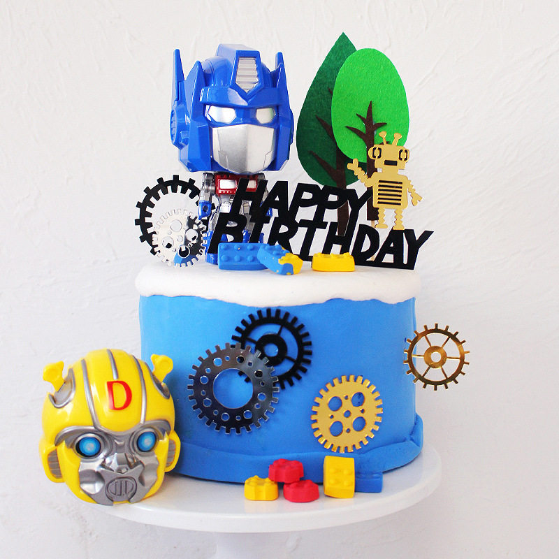 变形机器人大黄蜂蛋糕装饰摆件男孩生日蛋糕烘焙齿轮亚克力插牌,节庆用品/礼品,节日装扮用品,淘宝优惠券,粉丝福利购,淘宝优惠卷