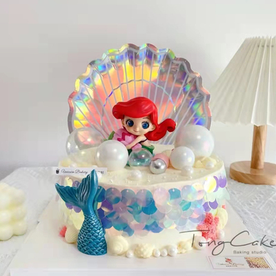 贝壳美人鱼女孩公主生日蛋糕摆件