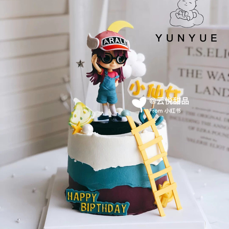 卡通手办公仔女孩烘焙生日蛋糕