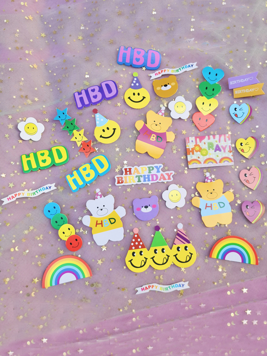 HBD小熊彩虹蜡烛雨丝蛋糕插件