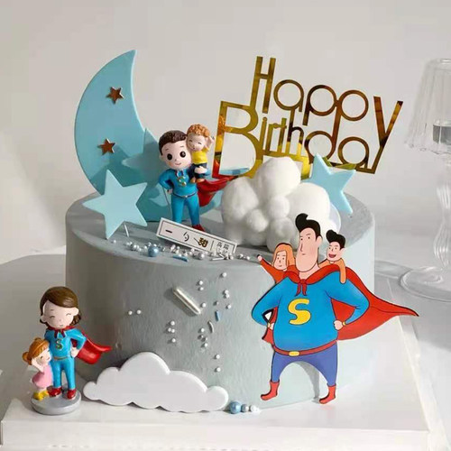 父亲节老妈超人爸爸公仔生日蛋糕