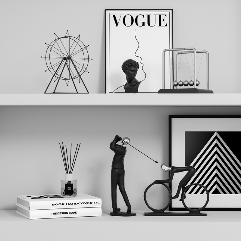 北欧简约现代客厅玄关酒柜摆件抽象艺术展厅样板间高级感软装饰品