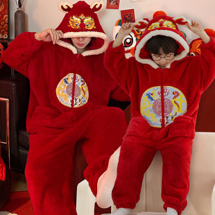 青少年连体睡衣男童2025本命年蛇年珊瑚绒男款家居服秋冬成人睡袋