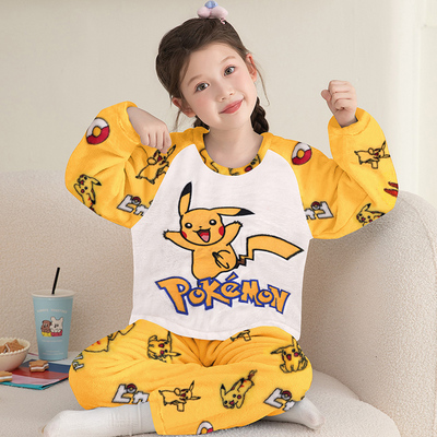 儿童睡衣冬季保暖法兰绒女童套装