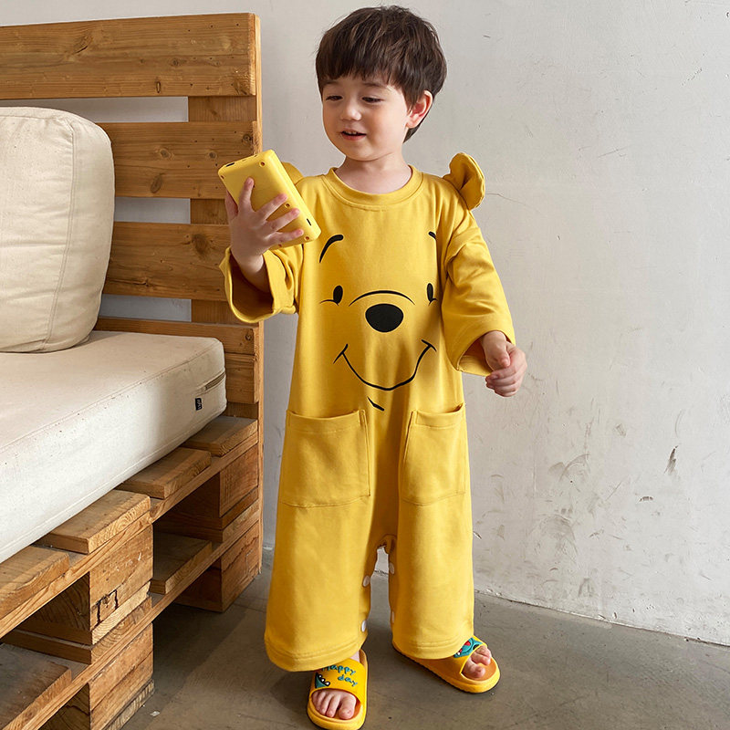儿童连体睡衣中小童春秋纯棉长袖男孩2-15岁男宝宝超萌防踢家居服