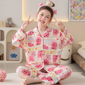 纯棉套装 儿童睡衣女童春季 长袖 中大童loopy公主女孩可外穿家居服