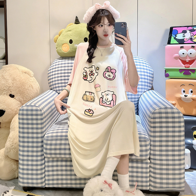 睡裙女凉感短袖薄款莫代尔家居裙
