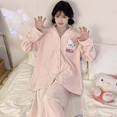 冬季珊瑚绒睡衣女款冬装一整套