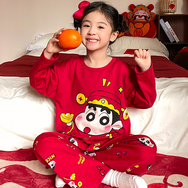 春秋季长袖纯棉儿童本命年套装