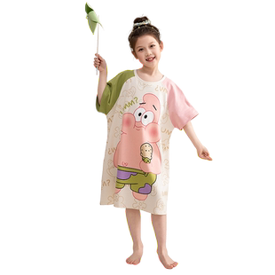 派大星连衣裙女童睡裙夏季纯棉2024新款儿童女孩睡衣夏天少女短裙