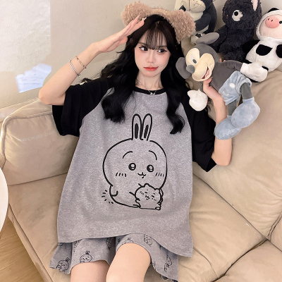 少女睡衣夏季短袖薄款纯棉套装