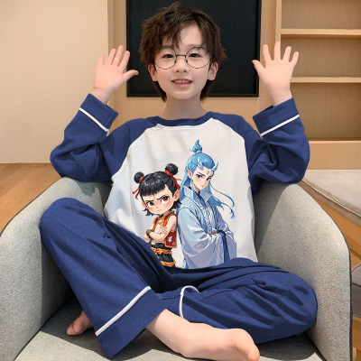 儿童春秋款睡衣男童纯棉长袖套装