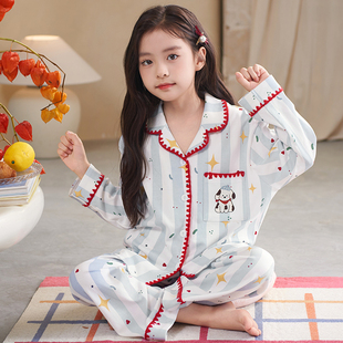 儿童睡衣2026正流行女孩童装全棉女童春秋季新款初中生家居服套装