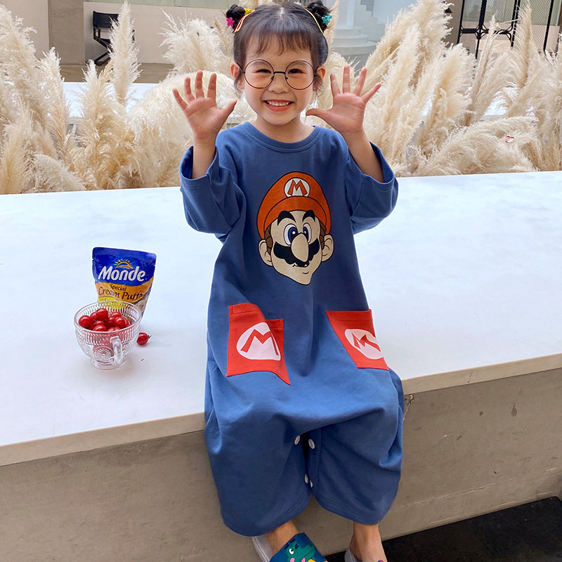 连体睡衣女童春秋季防踢纯棉长袖小女孩宝宝中大儿童家居服冬天款