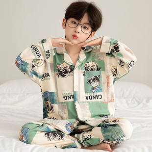 儿童家居服全棉男童睡衣大童2026新款春秋季长袖套装男孩秋天衣服