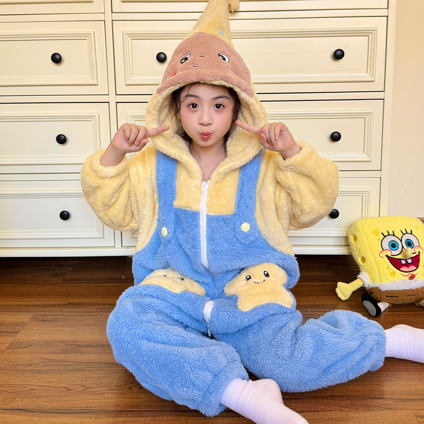 冬季连体儿童睡衣加绒加厚女孩