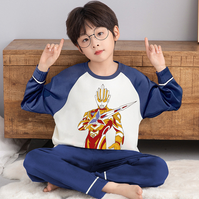 男童长袖睡衣秋季纯棉儿童套装