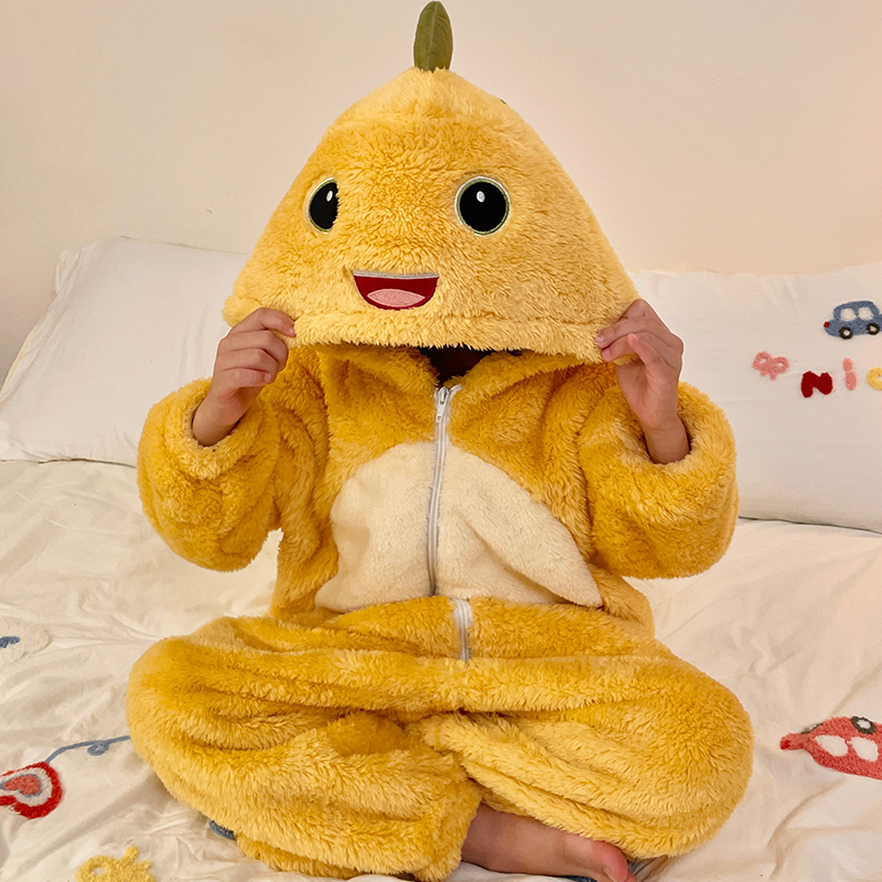 搞怪睡衣男童连体珊瑚绒睡袋男孩