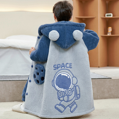 儿童珊瑚绒冬季青少年睡袍家居服